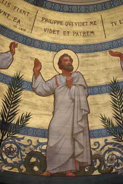 Saint Philip, the dome painted by Charles Joseph Lameire, St Francis Xavier's Church in Paris, France  clipart