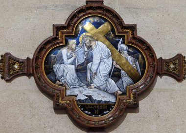 6 istasyonları haç, Veronica İsa, Paris, Fransa, kilisede St Francis Xavier'ın çehresini mendil.