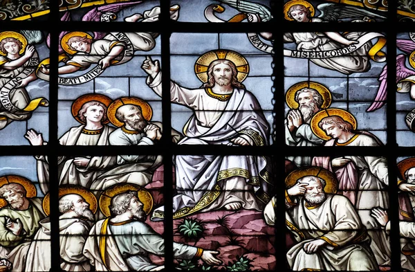 Jezusa Chwale Apostołów Edouard Amedee Didron Witraż Święty Tomasz Akwinu — Zdjęcie stockowe