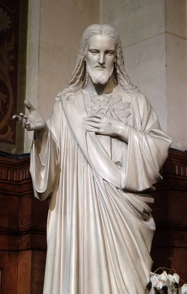 Sacred Heart Jesus Statue Francis Xavier Church Paris France — стоковое фото