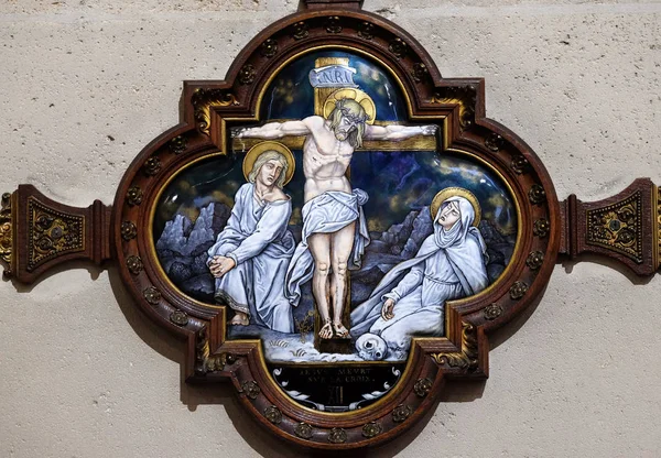 12Th Stations Cross Jesus Dies Cross Francis Xavier Church Paris — Stock Photo, Image