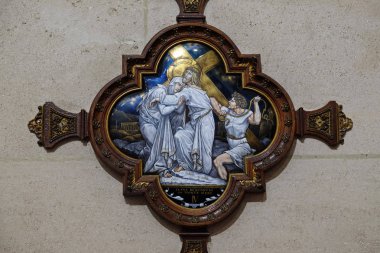 4 istasyonları haç, İsa onun annesi, Paris, Fransa, St Francis Xavier'ın kilisede karşılamaktadır.