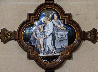 1 istasyonları haç, İsa'nın ölüm, Paris, Fransa, kilisede St Francis Xavier'ın mahkum olduğunu