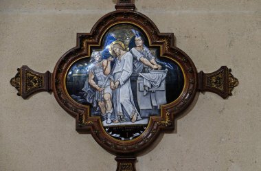1 istasyonları haç, İsa'nın ölüm, Paris, Fransa, kilisede St Francis Xavier'ın mahkum olduğunu