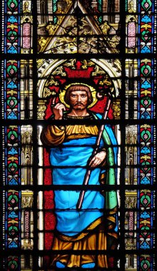 Saint Dionysius, vitray pencere Basilica of Saint Clotilde Paris, Fransa 