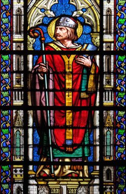 Saint Hilarius, vitray pencere Basilica of Saint Clotilde Paris, Fransa