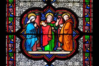Sunu Tapınağı, vitray pencere Basilica of Saint Clotilde Paris, Fransa 
