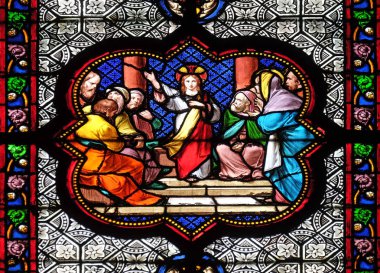 İsa Tapınağı, vitray pencere Basilica of Saint Clotilde Paris, Fransa