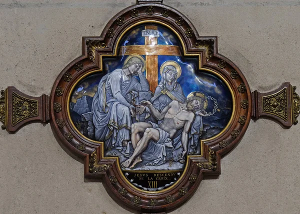 Krzyżowej Ciało Jezusa Jest Usuwany Krzyża Kościół Świętego Franciszka Ksawerego — Zdjęcie stockowe