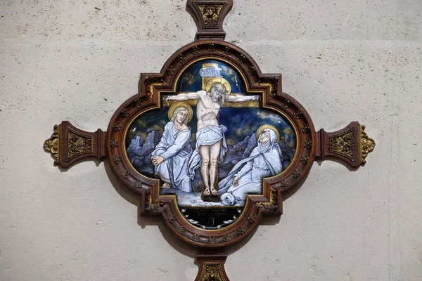 Станції Хреста Ісус Помер Хресті Церква Святого Франциска Ксавьє Париж — стокове фото