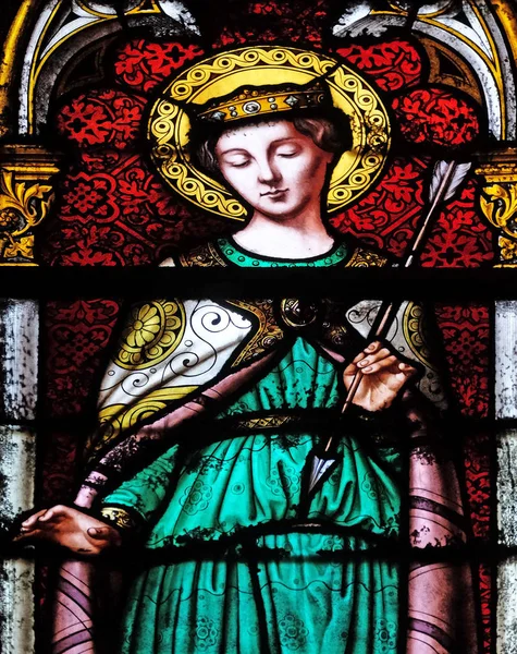 Saint Ursula Stained Glass Window Basilica Saint Clotilde Paris France — Stock Photo, Image