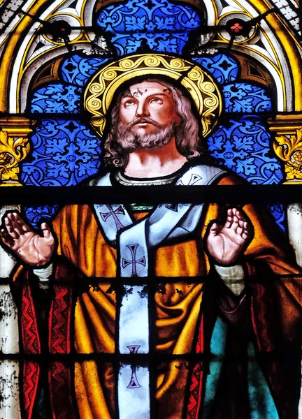 Saint Donatian Stained Glass Window Basilica Saint Clotilde Paris France — Stock Photo, Image