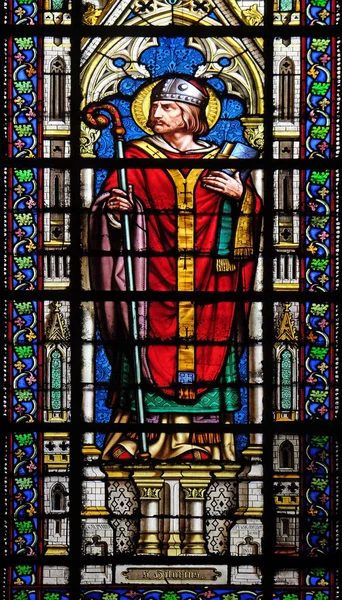 Saint Hilarius Blyinfattade Fönster Basilica Saint Clotilde Paris Frankrike — Stockfoto