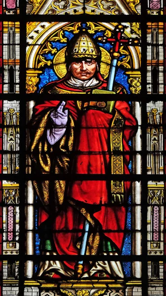 Saint Pope Gregory Stained Glass Window Basilica Saint Clotilde Paris — Stock Photo, Image