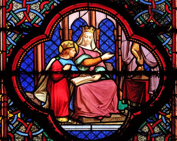 Saint Louis Blanche Castille Basilica Saint Clotilde Paris Fransa Vitray — Stok fotoğraf