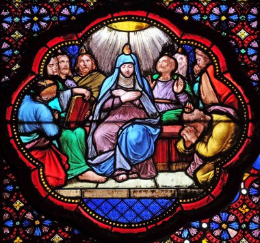 Kutsal Ruh, Şavuot, vitray pencere Basilica of Saint Clotilde Paris, Fransa kökenli