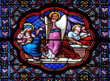 Saint Joseph's tatlı rüya, Mısır'a, Basilica Saint Clotilde Paris, Fransa'da vitray pencere çıkış 
