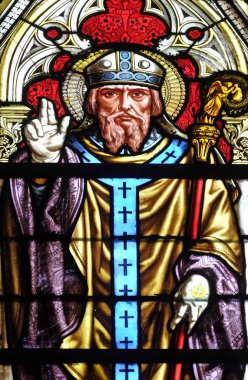 Saint Germanus, vitray pencere Basilica of Saint Clotilde Paris, Fransa 