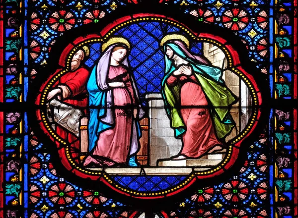 Visitation Oskuld Blyinfattade Fönstret Basilica Saint Clotilde Paris Frankrike — Stockfoto