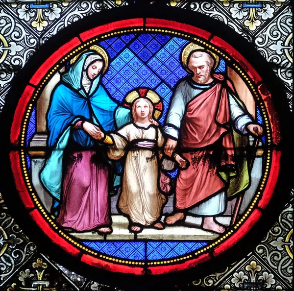 Kutsal Aile Vitray Pencere Basilica Saint Clotilde Paris Fransa — Stok fotoğraf