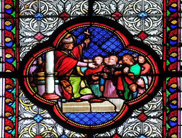 Saint Remi Stained Glass Window Basilica Saint Clotilde Paris France — Stock Photo, Image