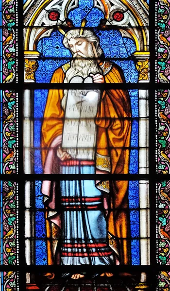 Moses Stained Glass Window Basilica Saint Clotilde Paris France — Stock Photo, Image