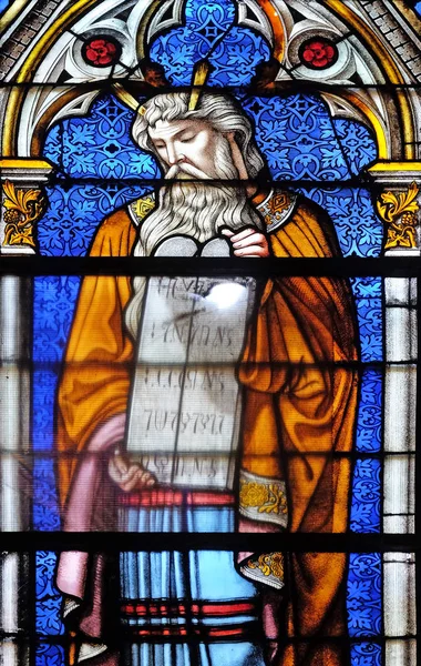 Moses Glasfenster Der Basilika Der Heiligen Clotilde Paris Frankreich — Stockfoto