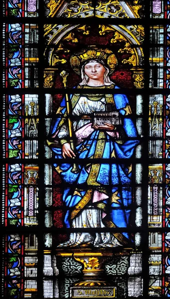 Saint Matilda Stained Glass Window Basilica Saint Clotilde Paris France — Stock Photo, Image