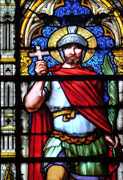 Saint Victor Stained Glass Window Basilica Saint Clotilde Paris France — Stock Photo, Image