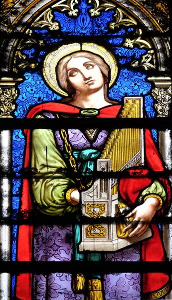 Saint Cecilia Stained Glass Window Basilica Saint Clotilde Paris France — Stock Photo, Image
