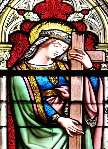 Saint Helena Stained Glass Window Basilica Saint Clotilde Paris France — Stock Photo, Image