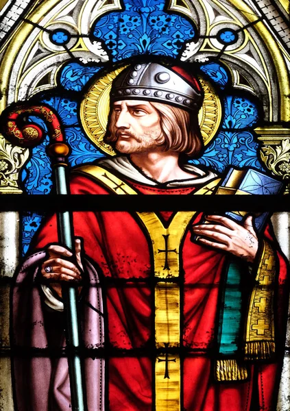 Saint Hilarius Stained Glass Window Basilica Saint Clotilde Paris France — Stock Photo, Image