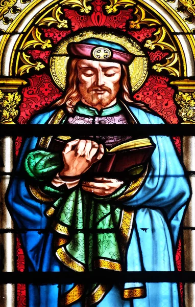 Saint Prosper Stained Glass Window Basilica Saint Clotilde Paris France — Stock Photo, Image