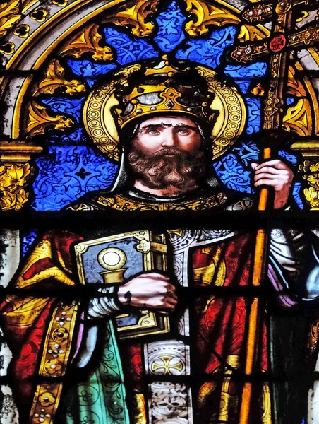 Heiliger Leo Glasfenster Der Basilika Des Heiligen Clotilde Paris Frankreich — Stockfoto