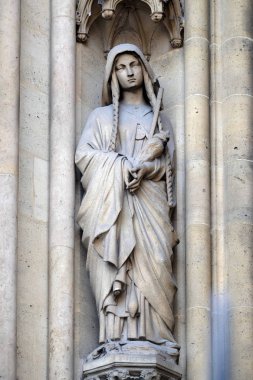 Saint Genevieve, heykel Basilica of Saint Clotilde Paris, Fransa Portal