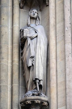 Aziz heykeli Paris'te Saint Clotilde Basilica Portal 