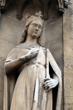 Aziz heykeli Paris'te Saint Clotilde Basilica Portal 