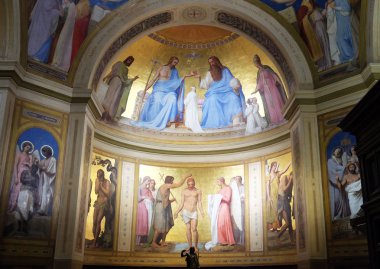 Kilisenin vaftiz, bu resimleri ile Notre Dame de Lorette Paris, Fransa'da Adolphe Roger (1800-1880) tarafından dekore edilmiştir