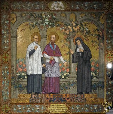 Aziz Vincent de Paul Francis de Sales ve Jeanne de Chantal, mozaik Basilica İsa Kutsal Kalp Paris, Fransa 