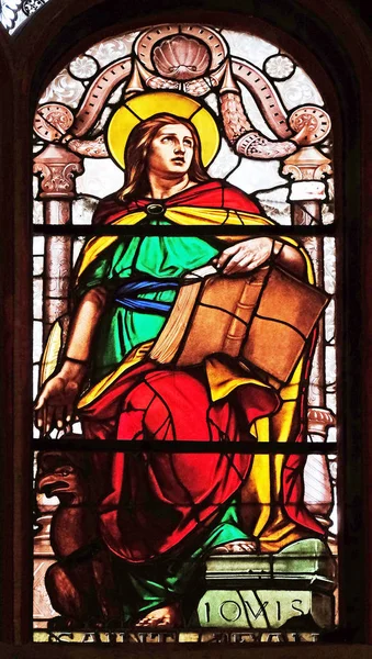 Saint John Evangelista Obarví Skleněná Okna Kostele Saint Eustache Paříž — Stock fotografie
