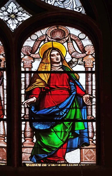 Svatá Anna Obarví Skleněná Okna Kostele Saint Eustache Paříž Francie — Stock fotografie