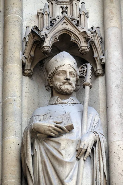 Statua Del Santo Sul Portale Della Basilica San Clotilde Parigi — Foto Stock