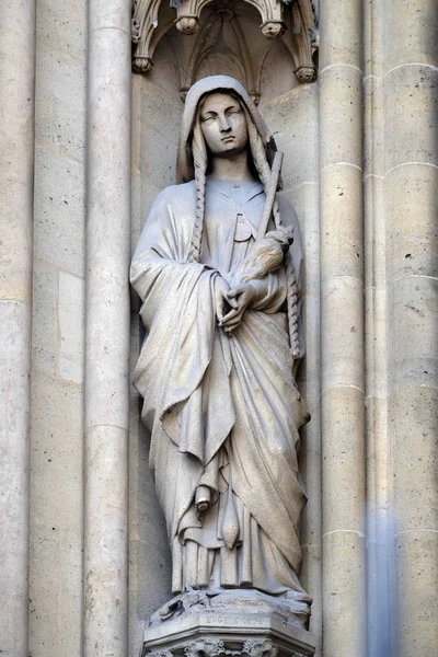 Saint Genevieve Statue Portal Basilica Saint Clotilde Paris France — Stock Photo, Image