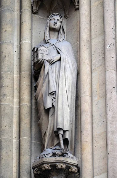 Estatua Santo Portal Basílica Santa Clotilde París Francia —  Fotos de Stock