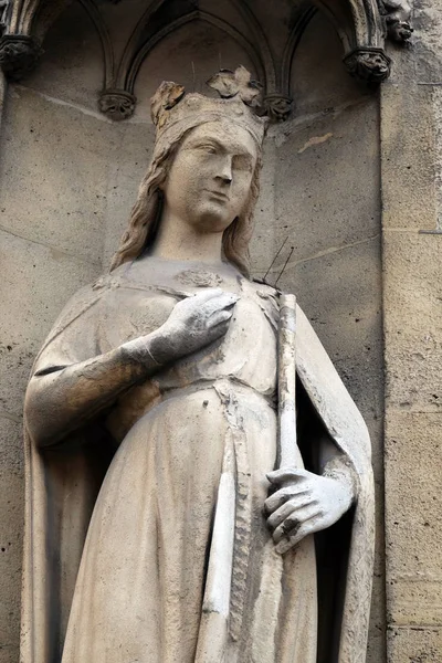 Aziz Heykeli Paris Saint Clotilde Basilica Portal — Stok fotoğraf