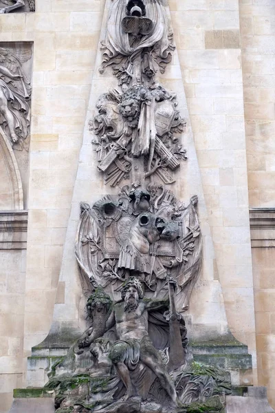 Detalj Den Porte Saint Denis Ett Parisiska Monument Ligger Det — Stockfoto