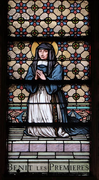 Saint Louise Marillac Glassmalerier Saint Laurent Kirken Paris Frankrike – stockfoto