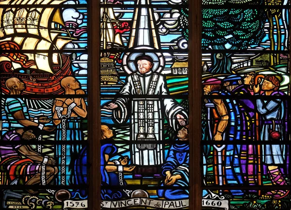 Saint Vincent Paul Fenster Der Laurentius Kirche Paris Franz — Stockfoto