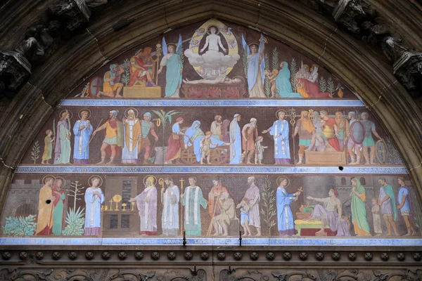 Szenen Aus Dem Leben Des Heiligen Laurentius Zentralportal Tympanon Der — Stockfoto