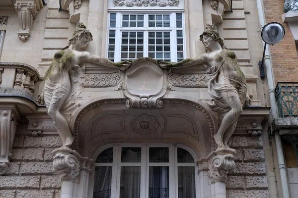 Detalj Fasaden Byggnad Jugendstil Paris — Stockfoto